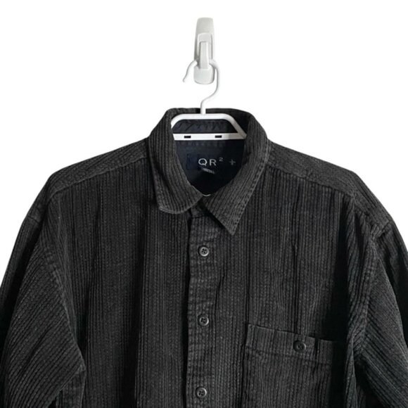 Vintage QR2 Men's Black Corduroy Casual Button-Down Shirt - Picture 2 of 8